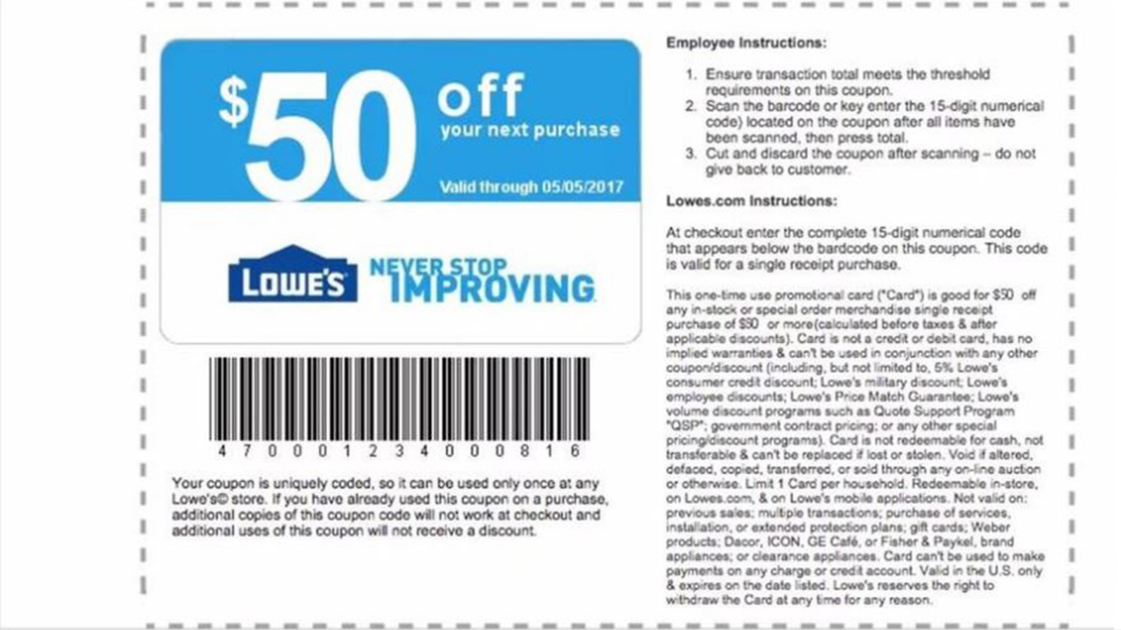 Use in the Lowes military discount within the system correctly